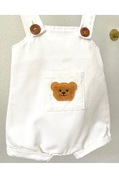 Purenestore Teddy Bear Punch Pocketed Baby Girl Boy Children's Salopet