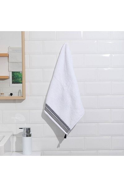 ASPARTAM Ethnic Hand Towel - White - 30X50 cm