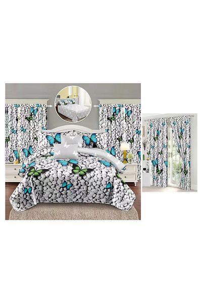 chiraso CHIRASO Bedding Set, 8 Pieces with Drapery, 230x240 Sheet, Duvet Cover and 4 Pillowcases