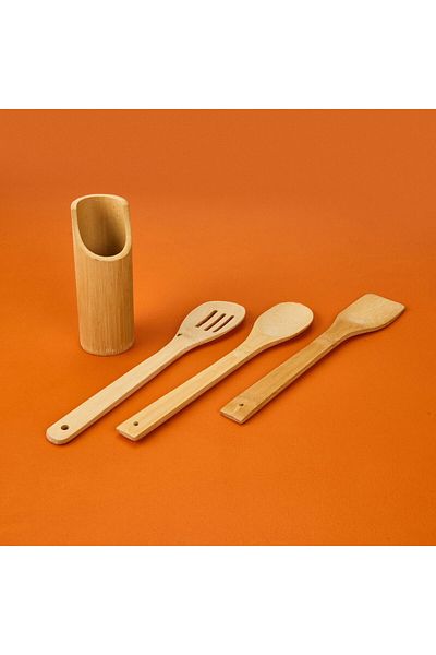 MATMEL 4-Piece Wooden Serving Set - Light Brown - 20 cm