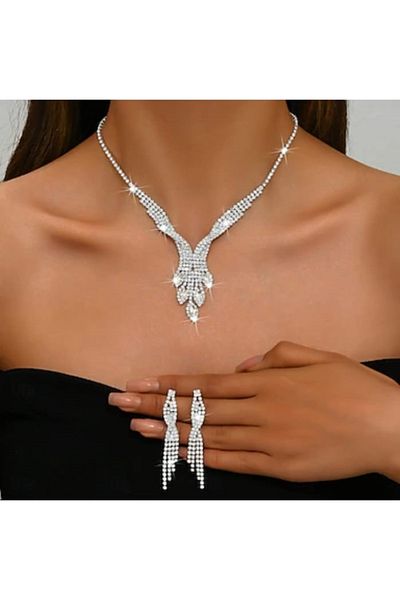 Ümaks Silvers مجموعة زفاف بتصميم خاص، مجموعة خطوبة، مجموعة هينا، سوار هدية - مجموعة مصنوعة يدويًا من الأحجار اللامعة