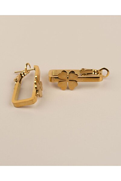 Portakal Esintisi أقراط فيليسيا كلوفر مستطيلة من الفولاذ