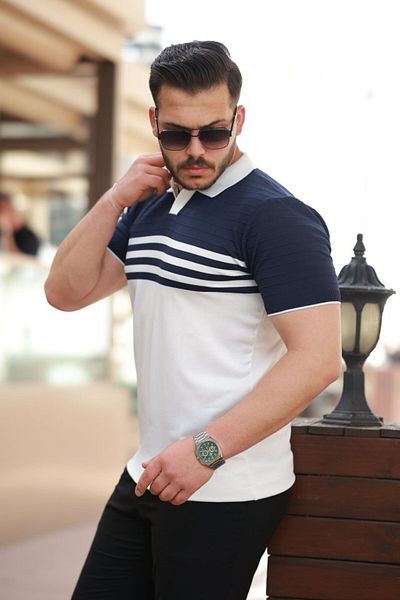 Modayakamoz Tricou cu mânecă scurtă pentru bărbați, cu model de dungi