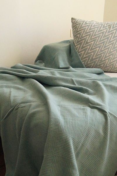 Home Double Pique Blanket 200X230–Lightweight and Breathable Cotton Fabric–Checkerboard Pattern-Summer Bedspread
