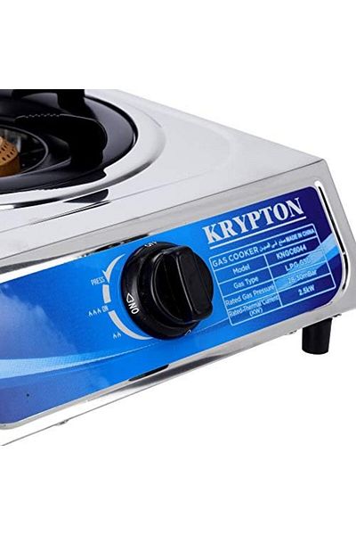 KRYPTON Stainless Steel Single Gas Burner | High-Efficiency Brass Burner | Strong Pan Support | Easy Clean