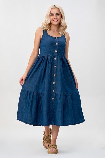 Bold & Young Women's Pocketed Drawstring Strap Square Neck Buttoned Dress