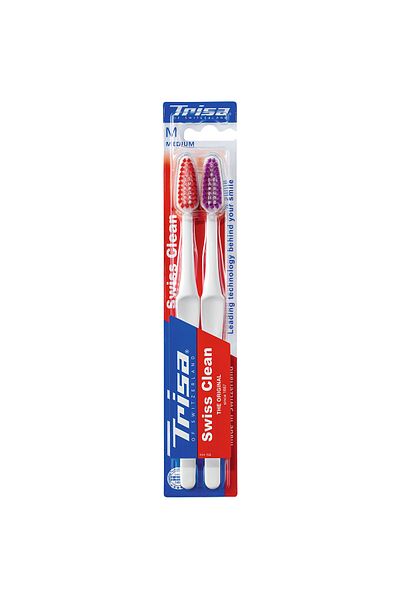 Trisa Swiss Clean Duo Medium Manual Toothbrush 664553 Multicolor