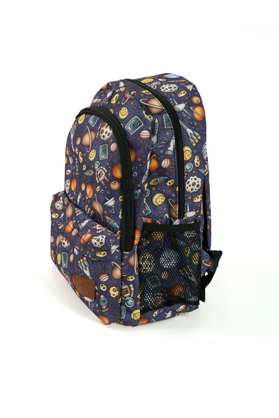 Rosmod Unisex Black Patterned Backpack with Many Eyes