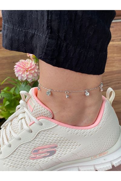 kurukafagift Steel Anklet Bulk Stone Model Silver Color
