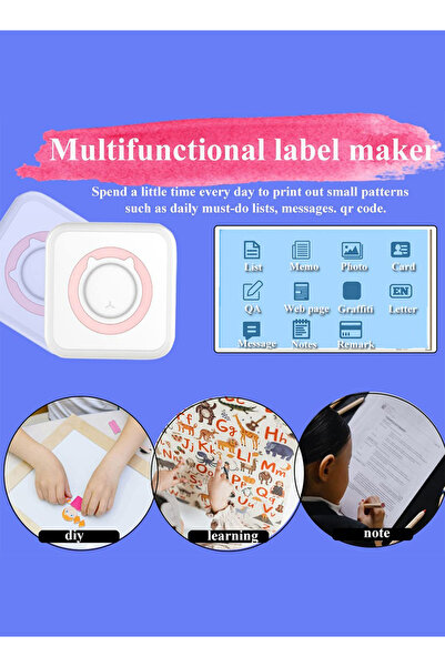 KidLe طابعة صغيرة، صانع ملصقات محمول بدون حبر، طابعة بلوتوث للهاتف، تطبيق مجاني C15P