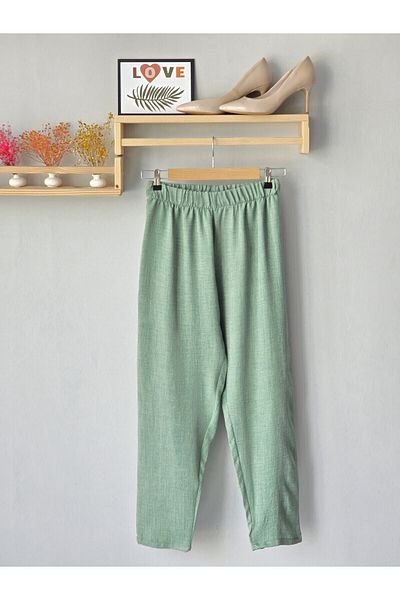 ENDAMIM Linen Pants Large Size Comfortable Fit Without Pockets Elastic Waist