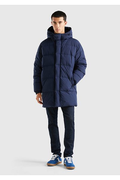 United Colors of Benetton Navy Blue Men's Coat - Long Goose, Feather Padded
