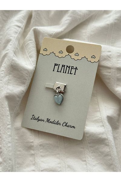 Planet Butik Italian Charm with Hologram Heart Hanging Card
