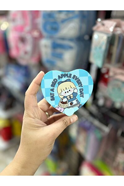 EyER Shoping Kalpli Taşınabilir Makyaj Aynası Çanta Aynası Ve Taraklı Cep Aynası Kapaklı mavi