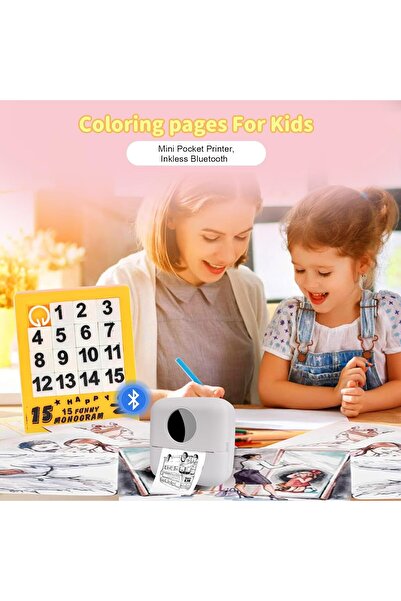 KidLe طابعة حرارية صغيرة، طابعة بلوتوث للهاتف، طابعة ملصقات لاسلكية مع شريط