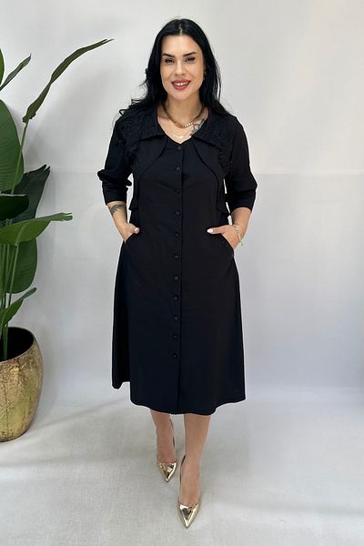 GÖKSEL Lace Collar Polin Dress Plus Size