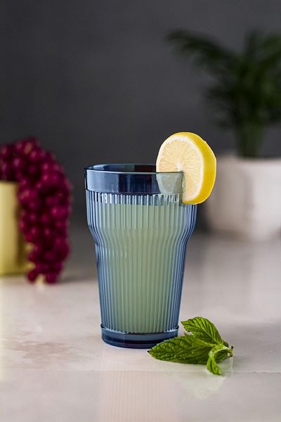 EWs Acrylic Navy Blue 6-Piece Tall Glass & Water Soft Drink Glass 400 ml (Not Glass)