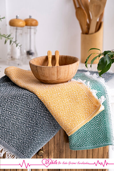 Mahila 3 قطع من مناديل المطبخ بنمط الماس 30x50، منديل مزخرف، منديل تقديم قطن ...