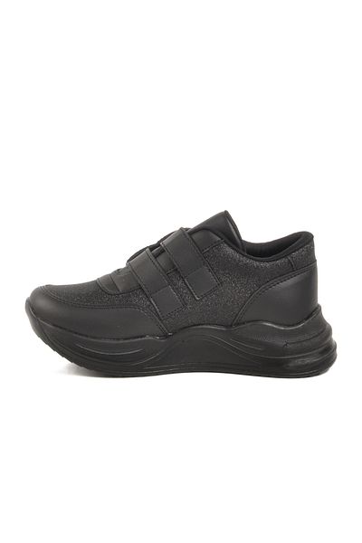 AYAKMOD Black Glitter Velcro Girl's Sneaker 7021086 F