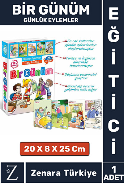 Zenara Çocuk Eğitici Zeka Dil Geliştiren Kişisel Gelişim Günlük Eylemler Resi...