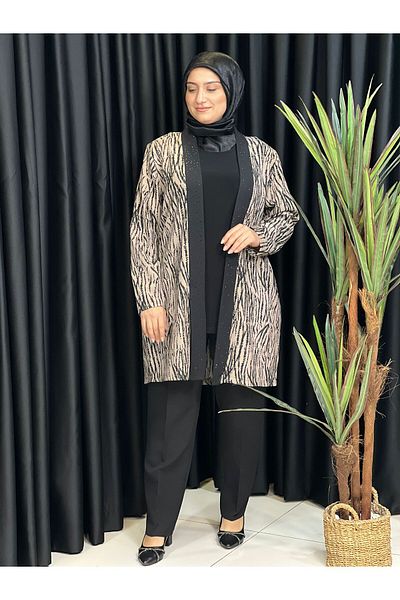 Butik büyük beden Double Tunic Set with Stones on the Front