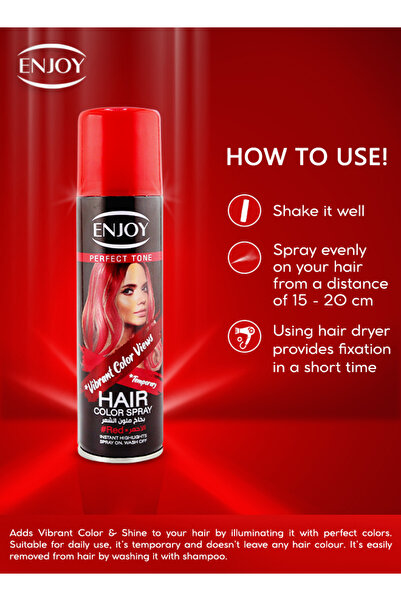 Enjoy Red Hair Color Spray 150ml – Instant, Quick-dry, Washable, Long-lasting For All Hair Types
