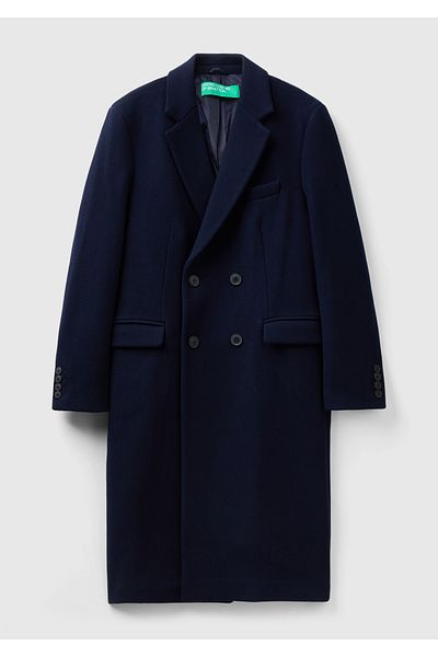 United Colors of Benetton Navy Blue Men's Double Breasted Coat