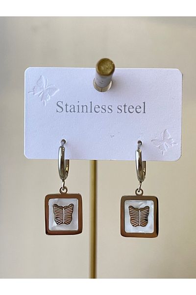 Çelik Butterfly Dangle Steel Earrings