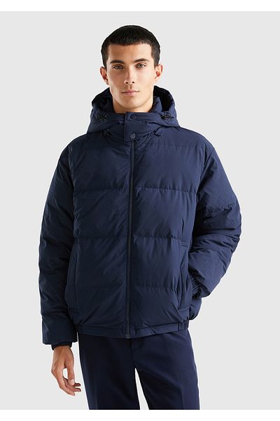 United Colors of Benetton Navy Blue Men's Coat - Goose Feather Padded