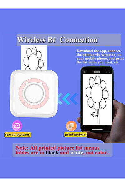 KidLe طابعة صغيرة، صانع ملصقات محمول بدون حبر، طابعة بلوتوث للهاتف، تطبيق مجاني C15P