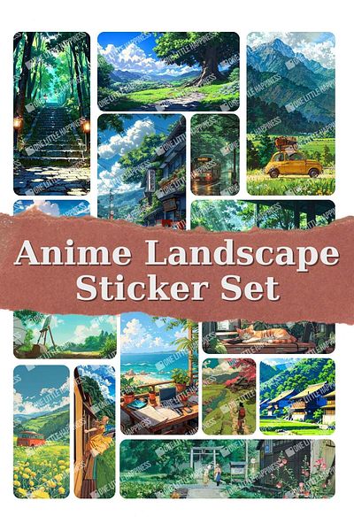 One Little Happiness Anime Landscape Sticker Set Phone Laptop Notebook Tablet Notebook Sticker