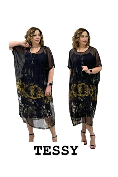 TESSY KADIN BÜYÜK BEDEN ŞİFON ELBİSE