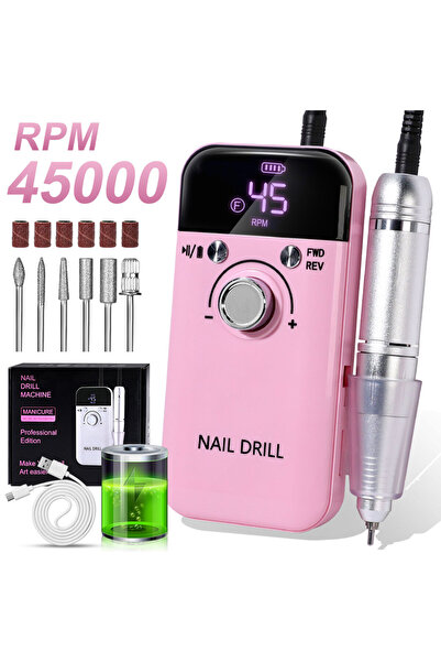 Choice3 جهاز حفر أظافر كهربائي وردي اللون يعمل بمنفذ USB بسرعة 45000 دورة في ...