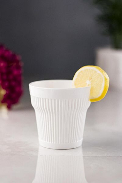 EWs Acrylic White Single Short Glass & Water Soft Drink Coffee Side Glass 300 ml (Not Glass)