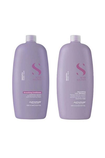 Alfaparf Milano Semi Di Lino Smoothing Set Shampoo 1000 ml + Conditioner 1000 ml, 1000 ml + 1000 ml