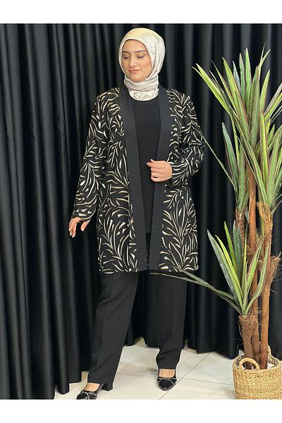 Butik büyük beden Double Tunic Set with Stones on the Front