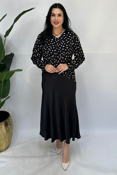 GÖKSEL Cotton Satin Skirt Suit Plus Size