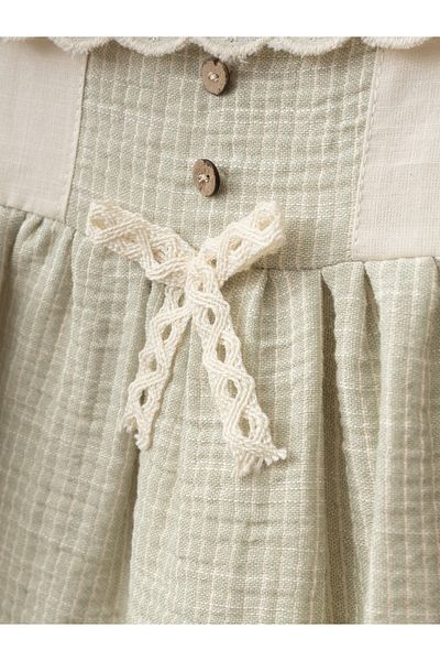 ALPİDS Baby Dress Striped Muslin Square Collar Zippered Dress