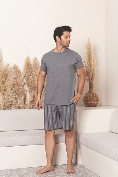 Sude HOMEWEAR ΑΝΔΡΙΚΟ ΣΕΤ ΠΙΤΖΑΜΑ ΚΟΝΤΟΜΑΝΙΚΙ