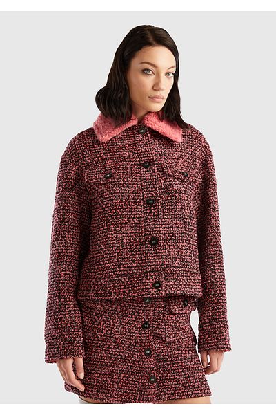 United Colors of Benetton Pink Women's Jacket - Detachable Collar