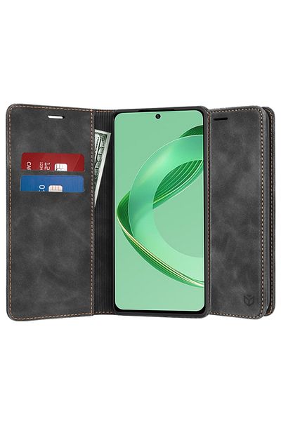SKYDDAR INNOVATION Case for Huawei nova 11 SE / nova 12 SE, Soft Wallet, Eco Premium Leather Card, Black, sticker set