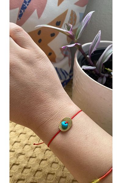 BAE ATOLYE Natural Turquoise Stone Red Button Bracelet