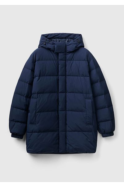 United Colors of Benetton Navy Blue Men's Coat - Long Goose, Feather Padded