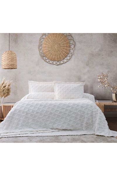 lusso stile Siena Double Bedspread Ecru 250X260Cm 2 Pillowcases