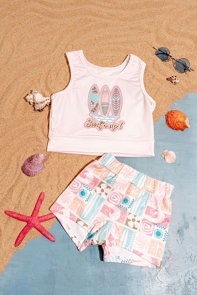 Minipodyum Girl's Printed Crop Swimsuit Bikini Set