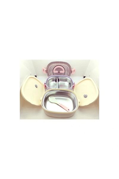 Vagonlife Bl50251-2 Ατσάλινο δοχείο μεσημεριανού γεύματος 2 επιπέδων 3 θέσεων Κίτρινο