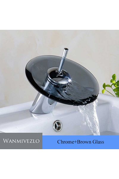 Choice Chrome Black Glass Colorful Glass Waterfall Bathroom Basin Sink Faucet Chrome Basin Sink Faucet Sing