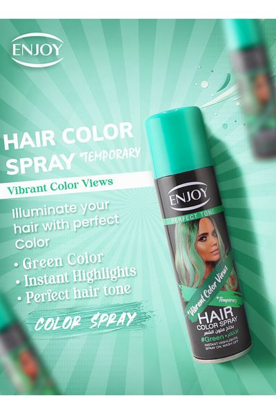 Enjoy Green Hair Color Spray 150ml – Instant, Quick-dry, Washable, Long-lasting For All Hair Types