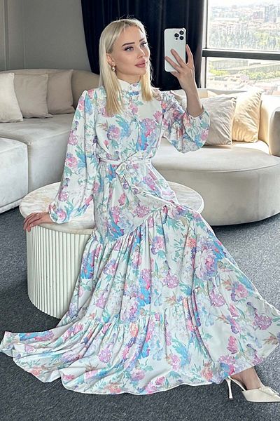 benguen Φόρεμα Hijab με σχέδιο λιλά 521-1