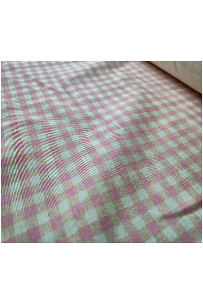 podyum baskı Ροζ καρό λινό ύφασμα 150x100cm για ράψιμο φορεμάτων
